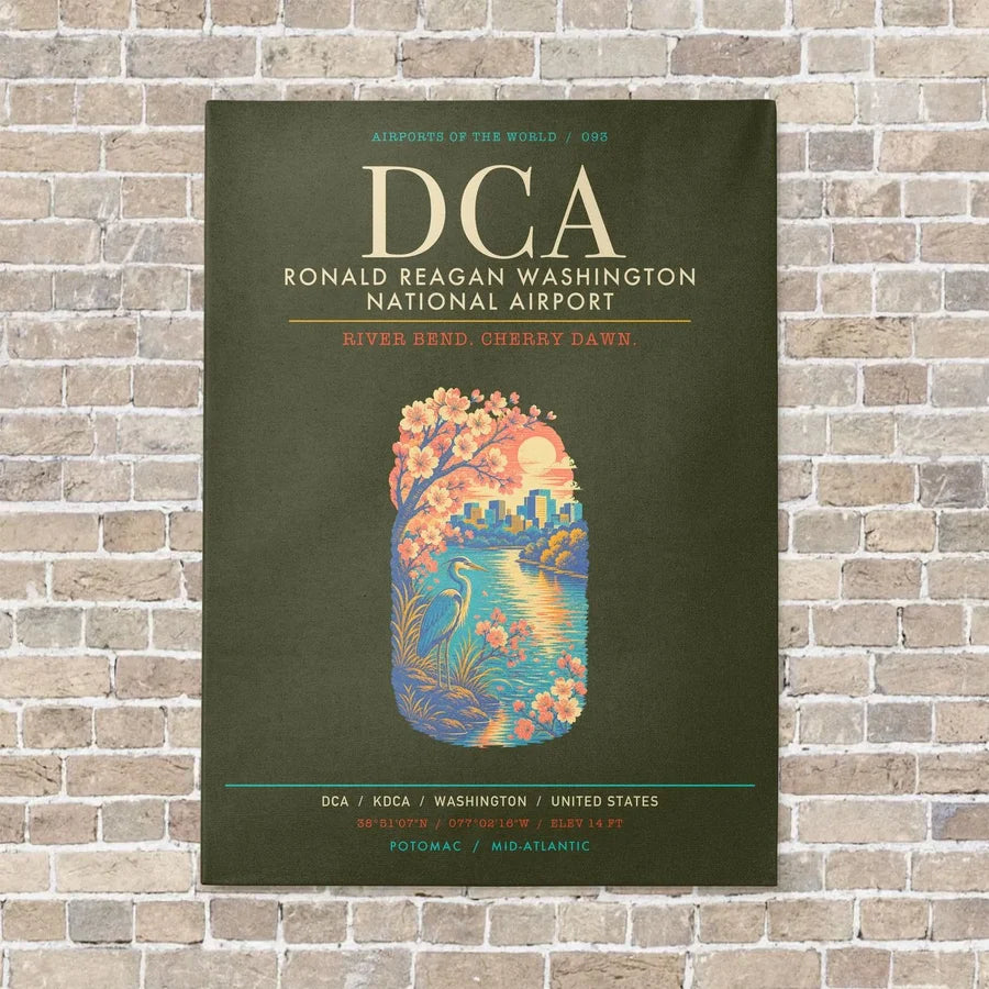 Ronald Reagan Washington National Airport DCA - Canvas Framed - Green Army