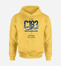 Thumbnail for Cessna 182 Skylane design on yellow double-side hoodie, single-side print