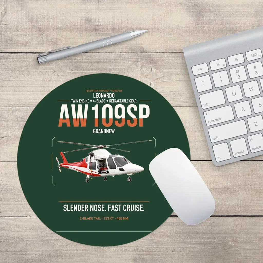 Leonardo AW109SP GrandNew design on dark green round mouse pad