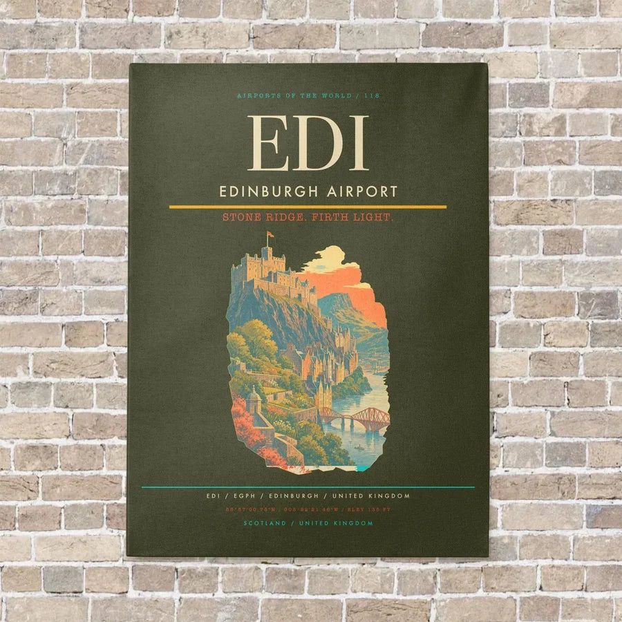 Edinburgh Airport EDI - Canvas Framed - Green Army
