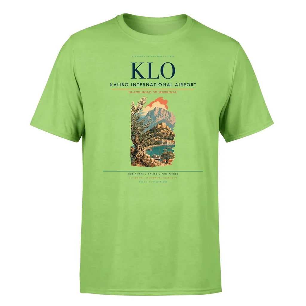 Kalibo International Airport (KLO) T-Shirt single-side front print in Light Green | kalibo-international-airport-klo-double-side-t-shirt