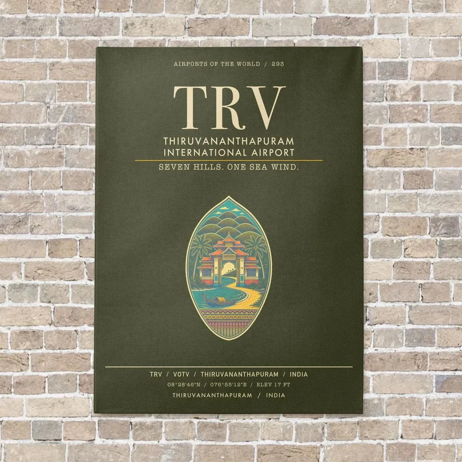 Thiruvananthapuram International Airport TRV - Canvas Framed - Green Army