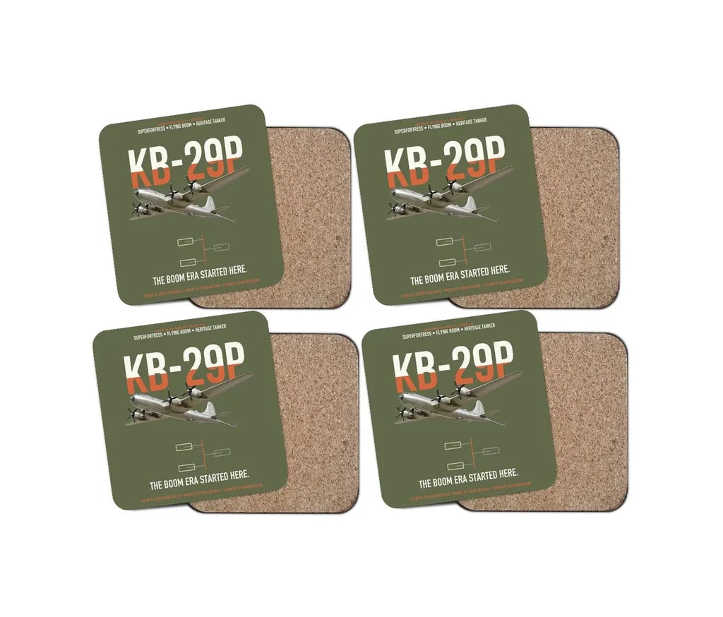 KB-29P SUPERFORTRESS design on green army 4 pieces set coaster