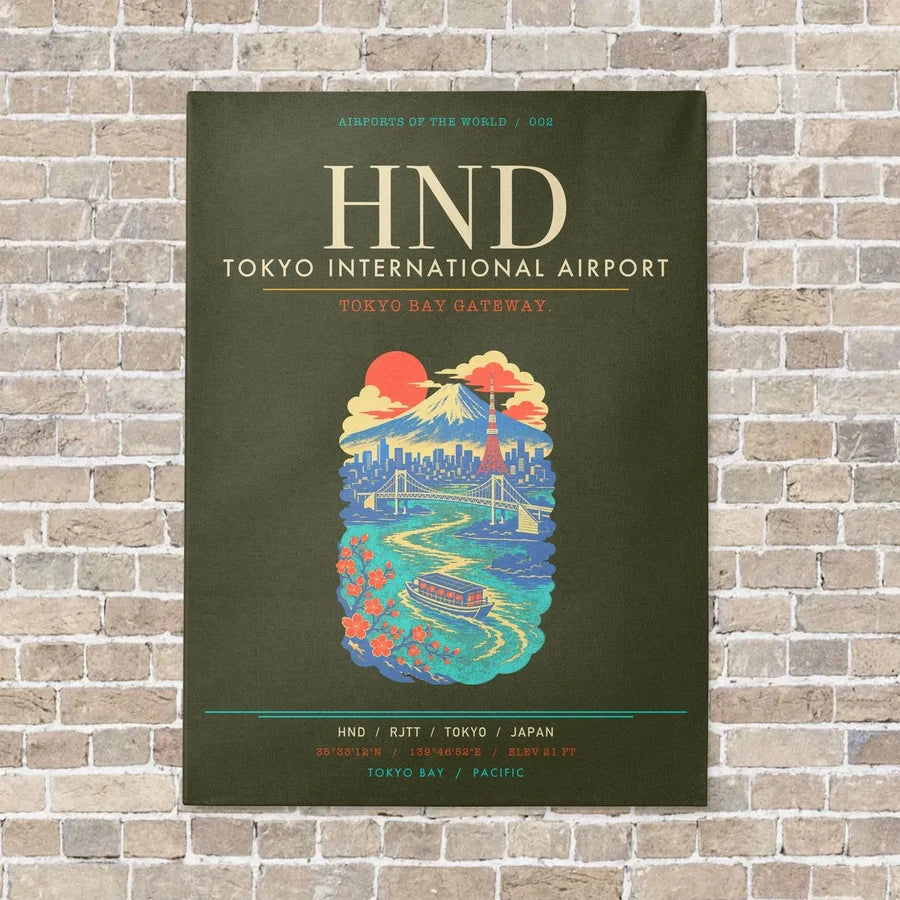 Tokyo Haneda Airport HND - Canvas Framed - Green Army