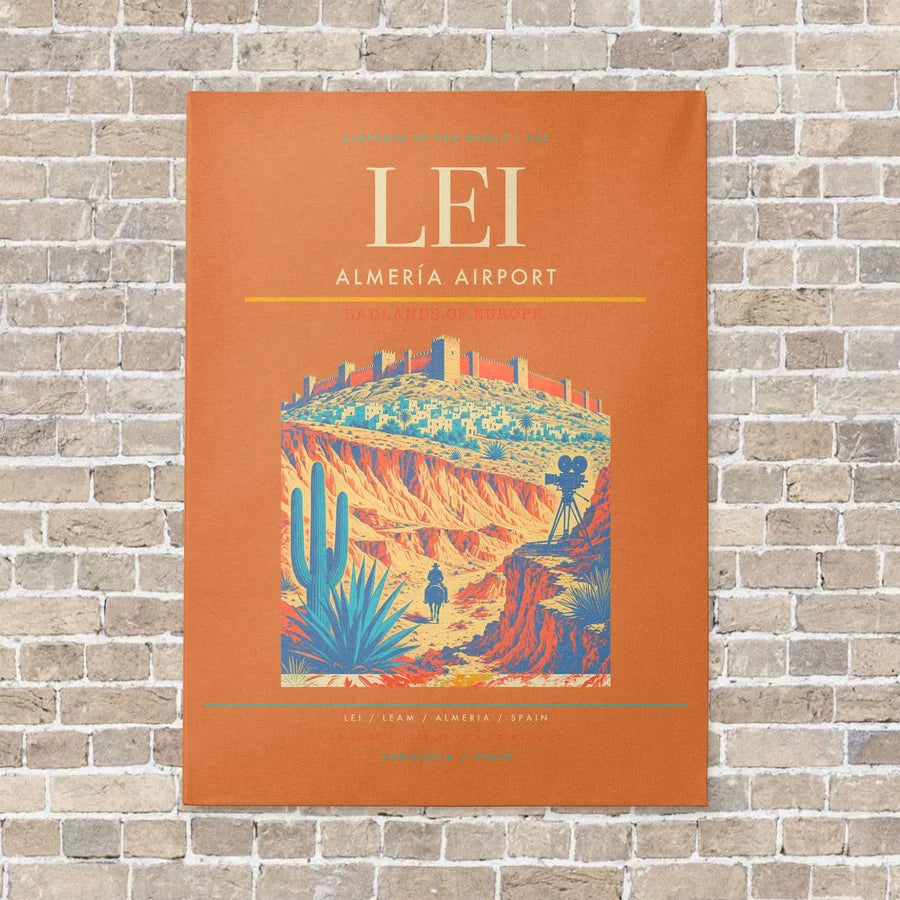 Almería Airport LEI vertical canvas print - no frame - orange background