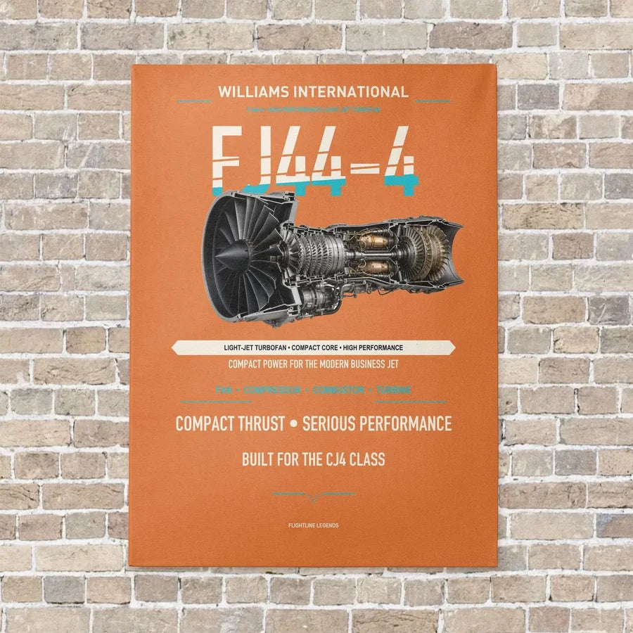 FJ44-4 vertical canvas print - no frame - orange background
