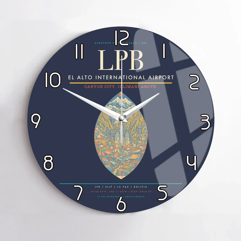 El Alto International Airport LPB Wall-Clock No-Frame - Navy Blue