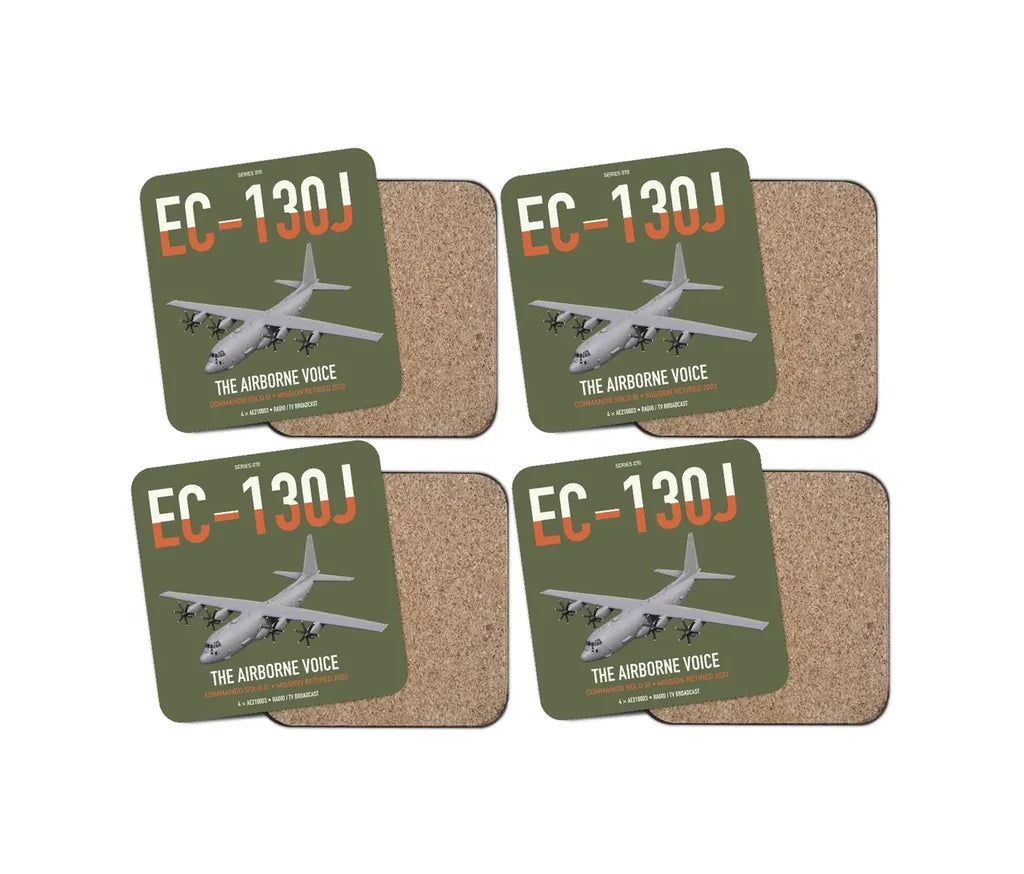 EC-130J Commando Solo III design on green army 4 pieces set coaster