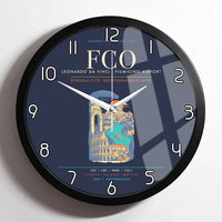Thumbnail for Rome Leonardo da Vinci Fiumicino Airport FCO Wall-Clock Framed - Navy Blue