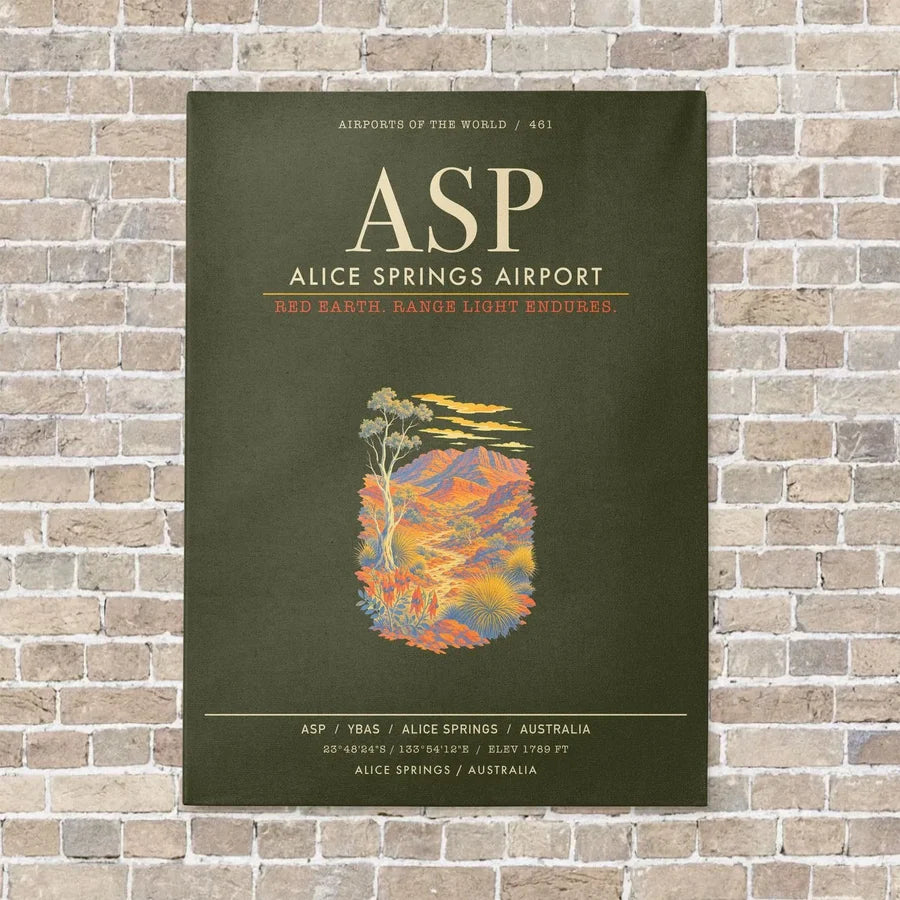 Alice Springs Airport ASP - Canvas Framed - Green Army
