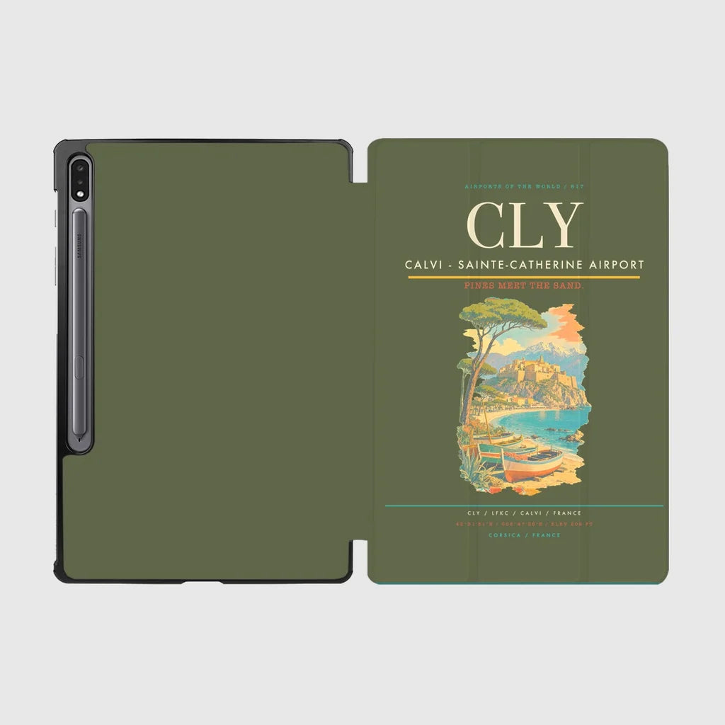 Calvi (CLY) design on green army samsung tablet tablet case