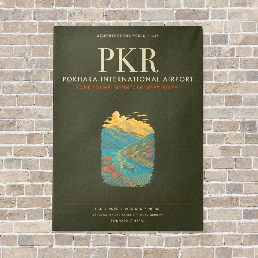 Pokhara International Airport PKR - Canvas Framed - Green Army