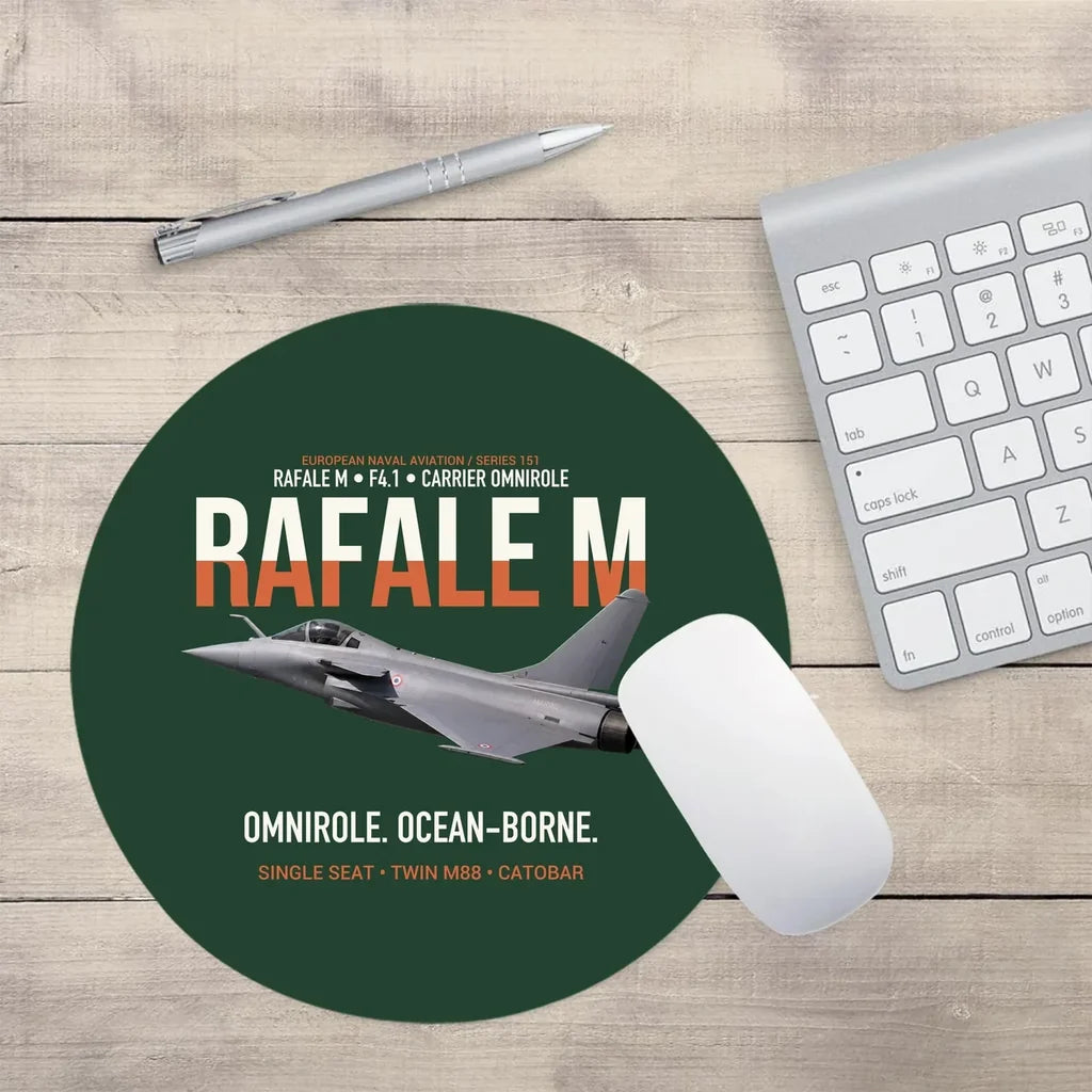 Dassault Rafale M F4.1 Carrier Omnirole Network design on dark green round mouse pad