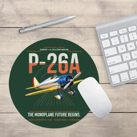 Thumbnail for Boeing P-26A Peashooter design on dark green round mouse pad