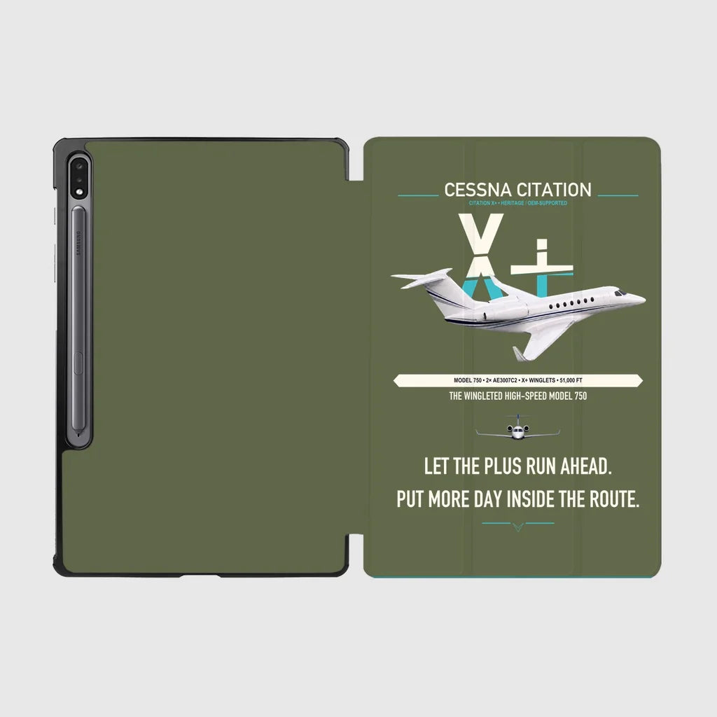 Cessna Citation X+ design on green army samsung tablet tablet case