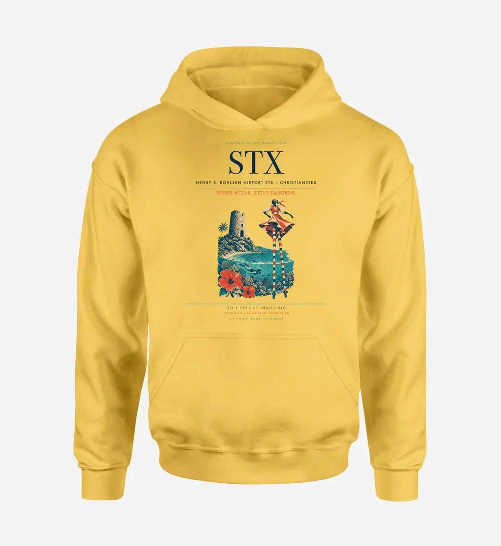 Henry E. Rohlsen Airport (STX) design on yellow hoodie single-side print