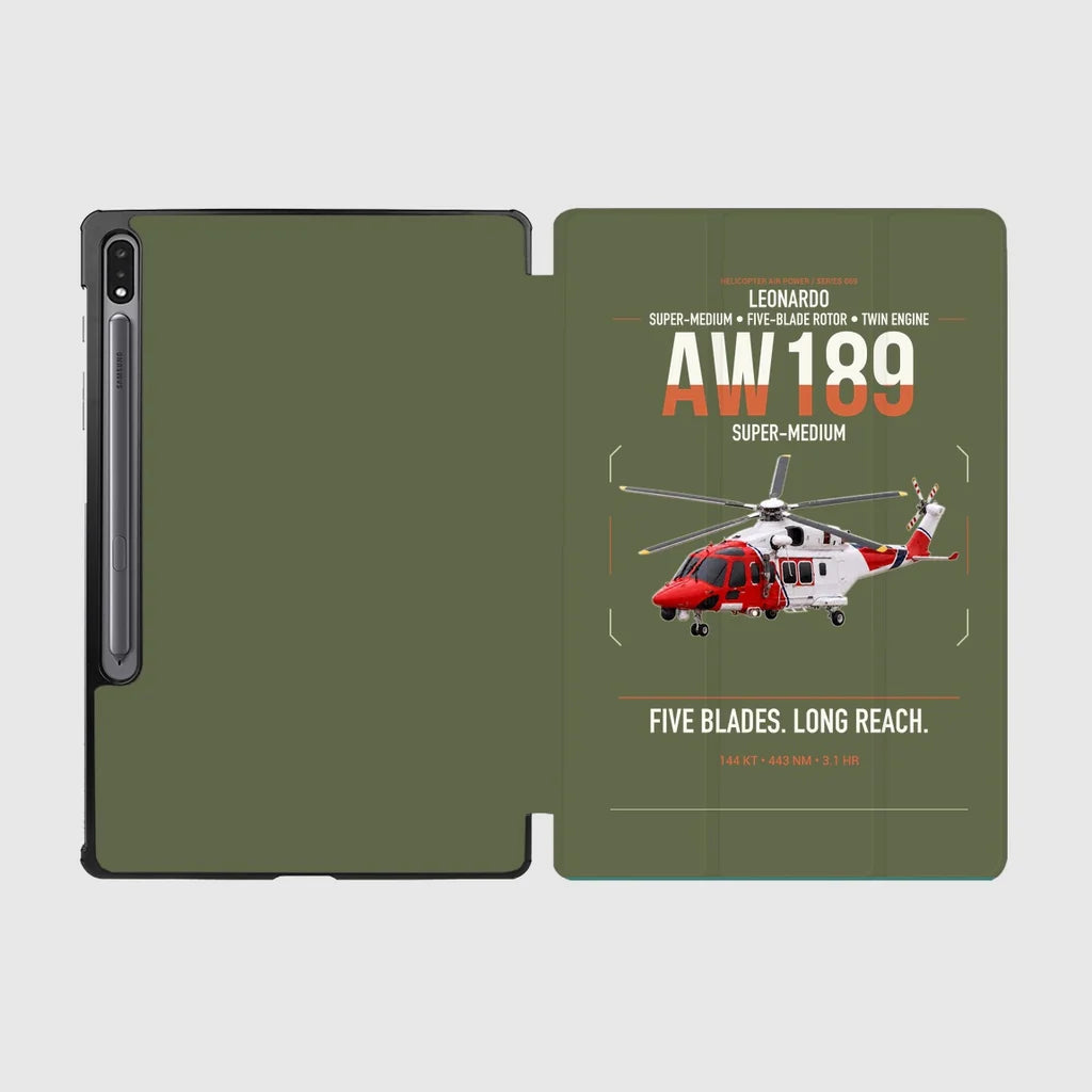 Leonardo AW189 design on green army samsung tablet tablet case