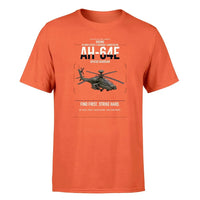 Thumbnail for Boeing AH-64E Apache Guardian design on orange t-shirt, single-side print