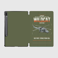 Thumbnail for Leonardo AW159 Wildcat HMA2 design on green army samsung tablet tablet case