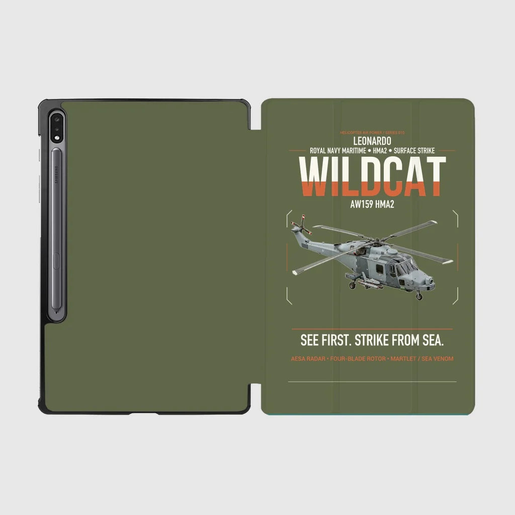 Leonardo AW159 Wildcat HMA2 design on green army samsung tablet tablet case