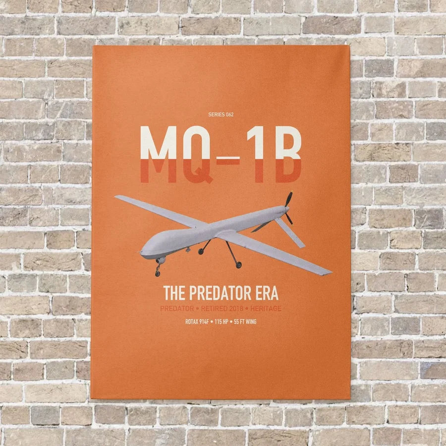 MQ-1B Predator vertical canvas print - no frame - orange background