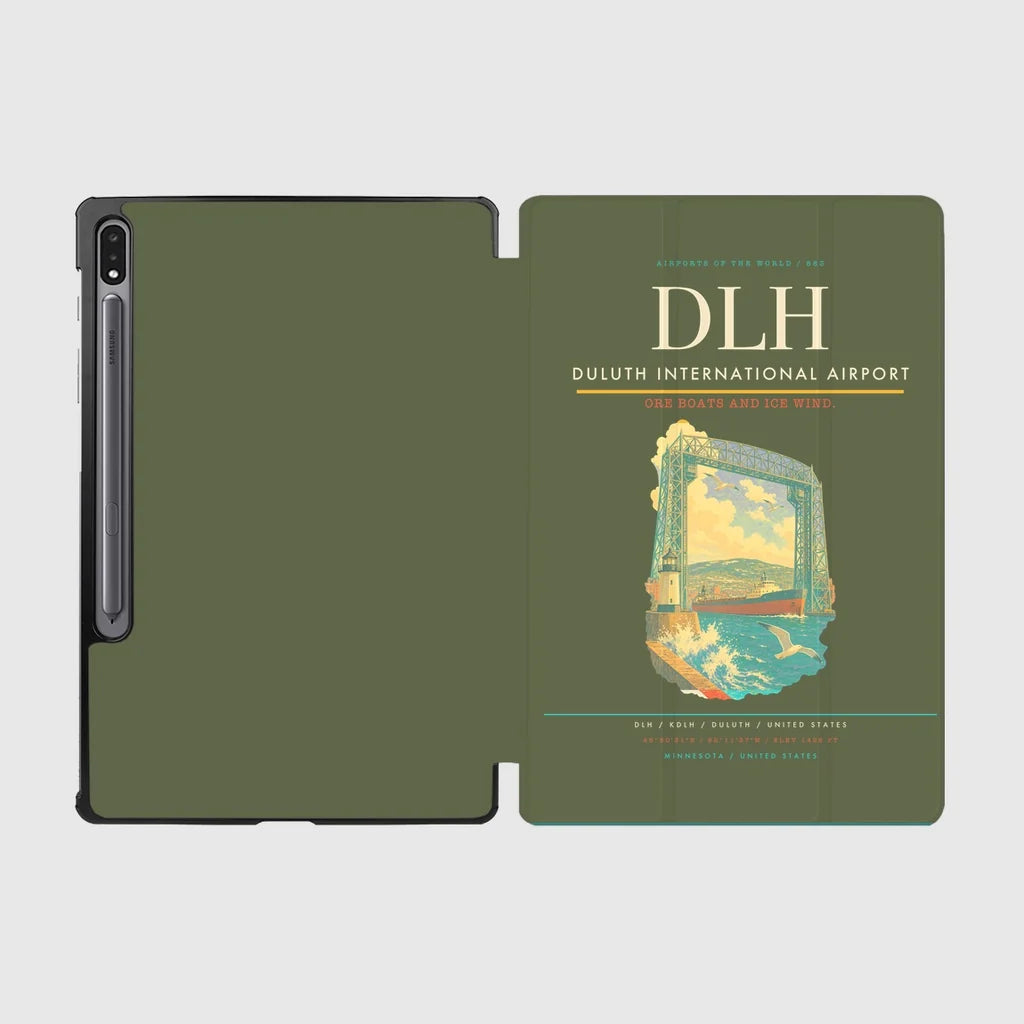 Duluth International Airport (DLH) design on green army samsung tablet tablet case