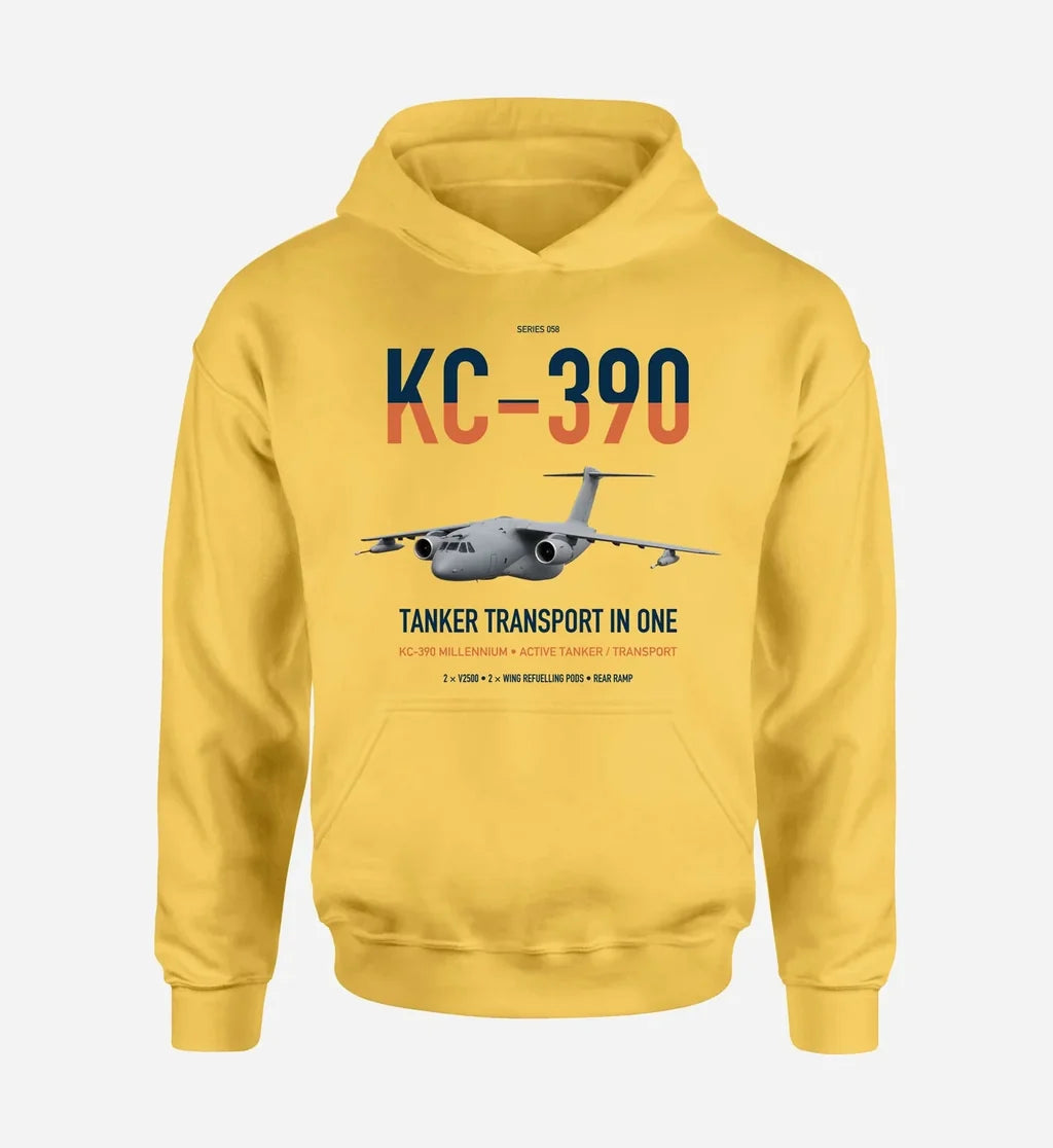 Embraer KC-390 Millennium design on yellow double-side hoodie, single-side print