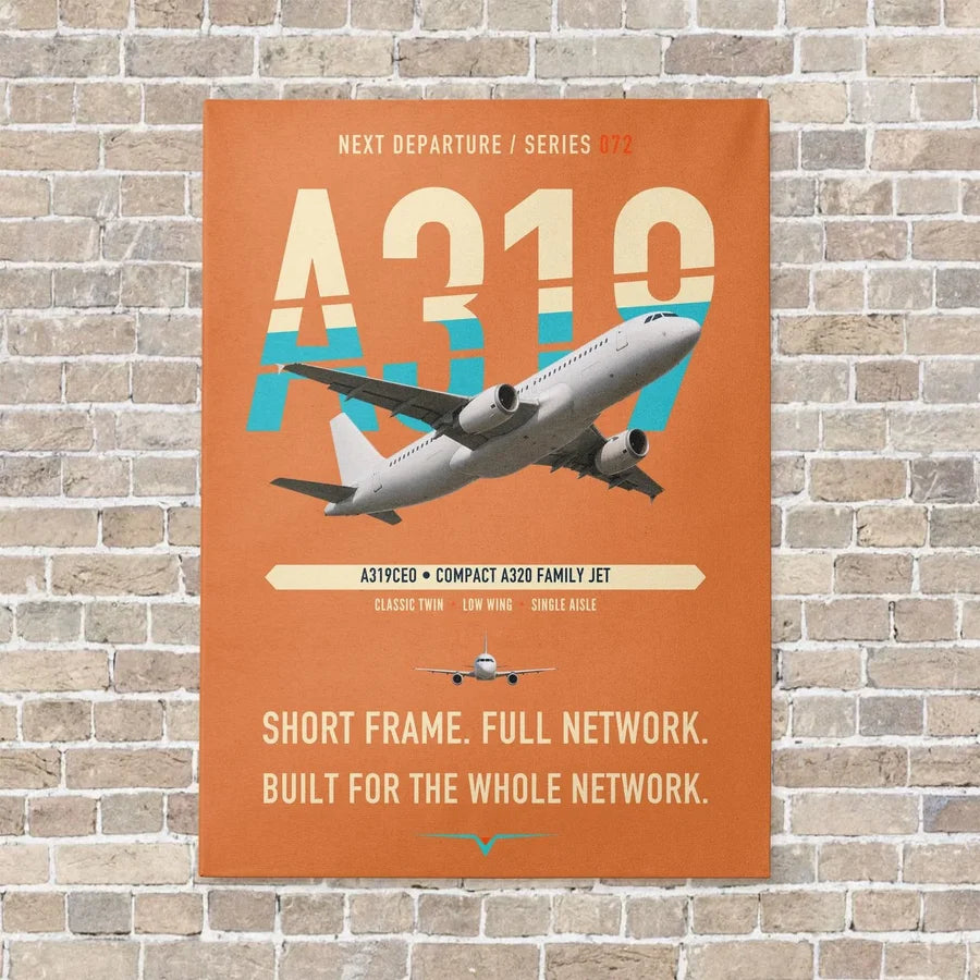 Airbus A319ceo vertical canvas print - no frame - orange background