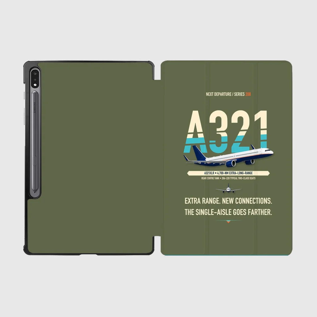 Airbus A321XLR design on green army samsung tablet tablet case