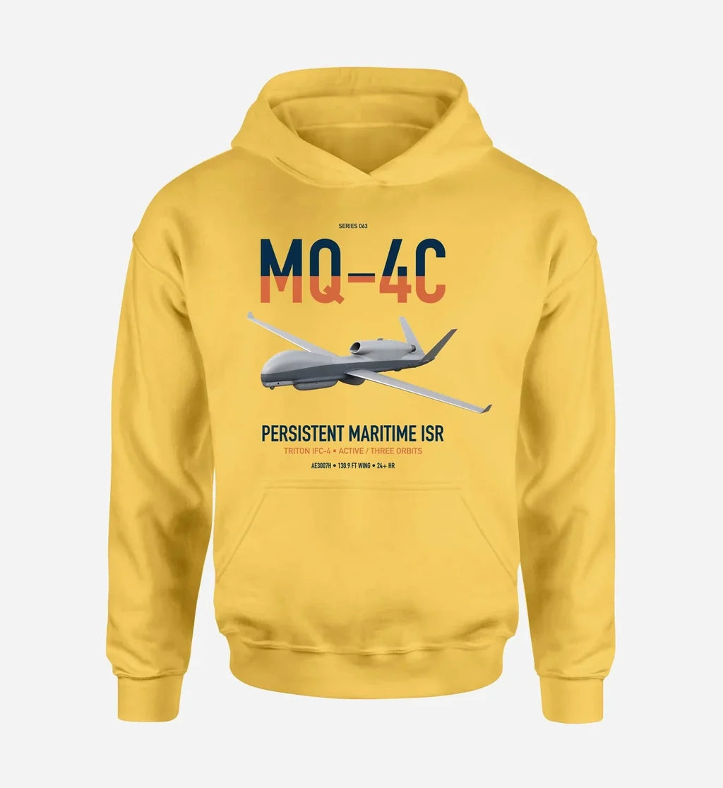 MQ-4C Triton IFC-4 design on yellow double-side hoodie, single-side print
