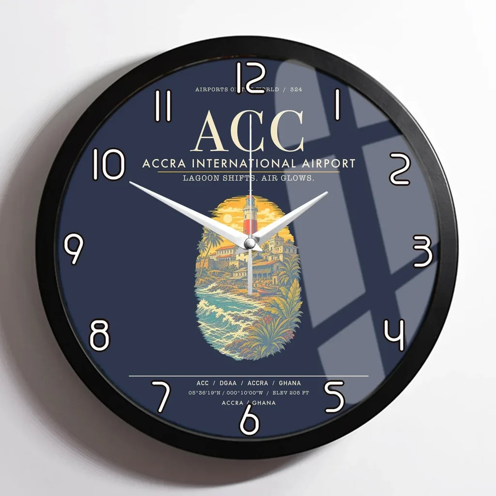 Accra International Airport ACC Wall-Clock Framed - Navy Blue