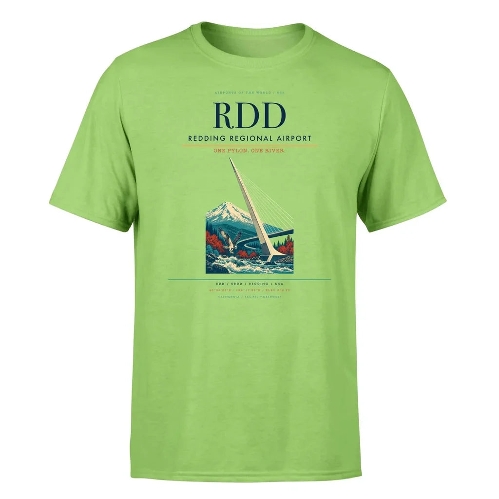 Redding Regional Airport (RDD) T-Shirt single-side front print in Light Green | redding-regional-airport-rdd-double-side-t-shirt