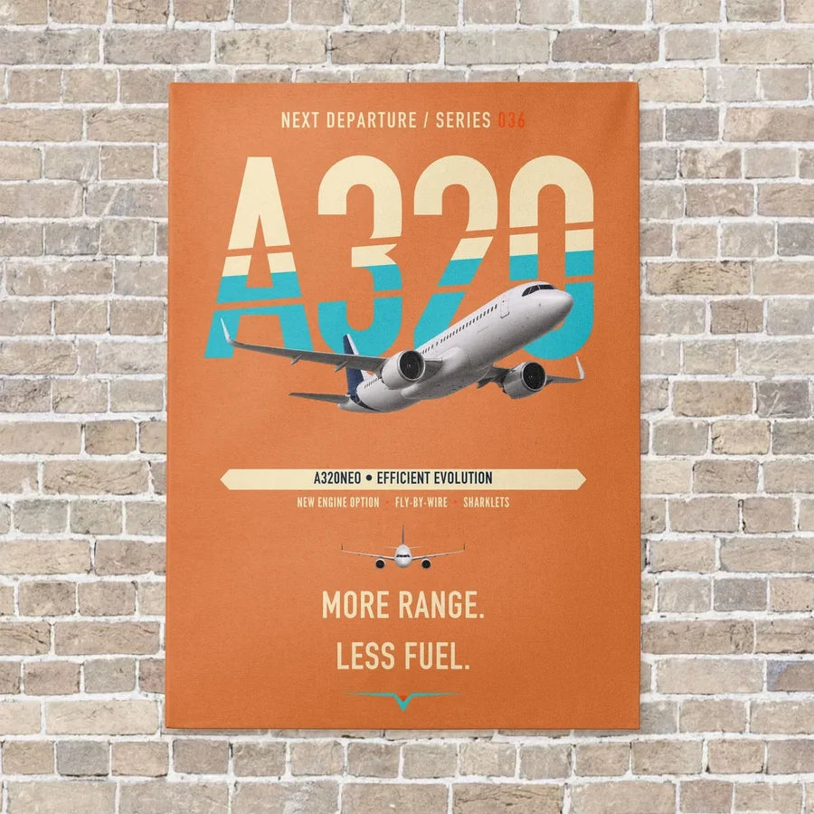 Airbus A320neo vertical canvas print - no frame - orange background