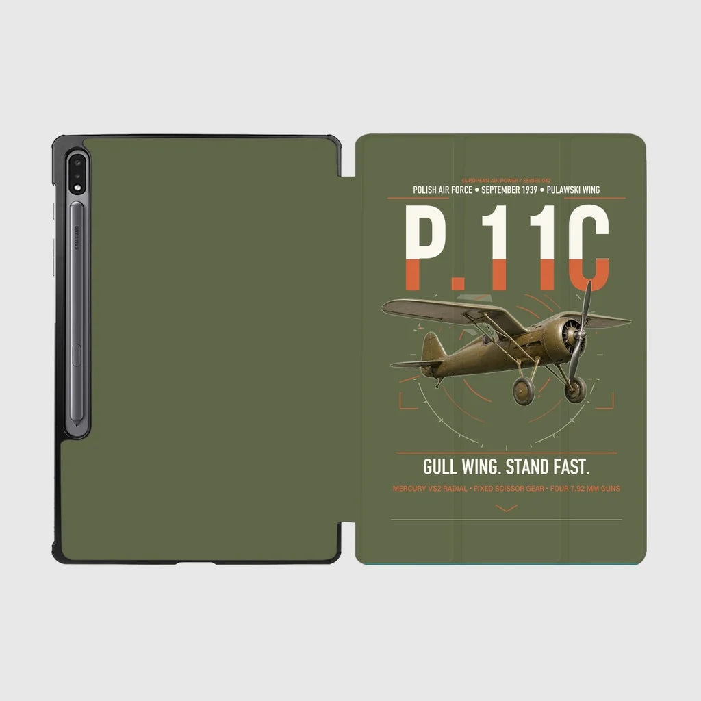 PZL P.11c design on green army samsung tablet tablet case