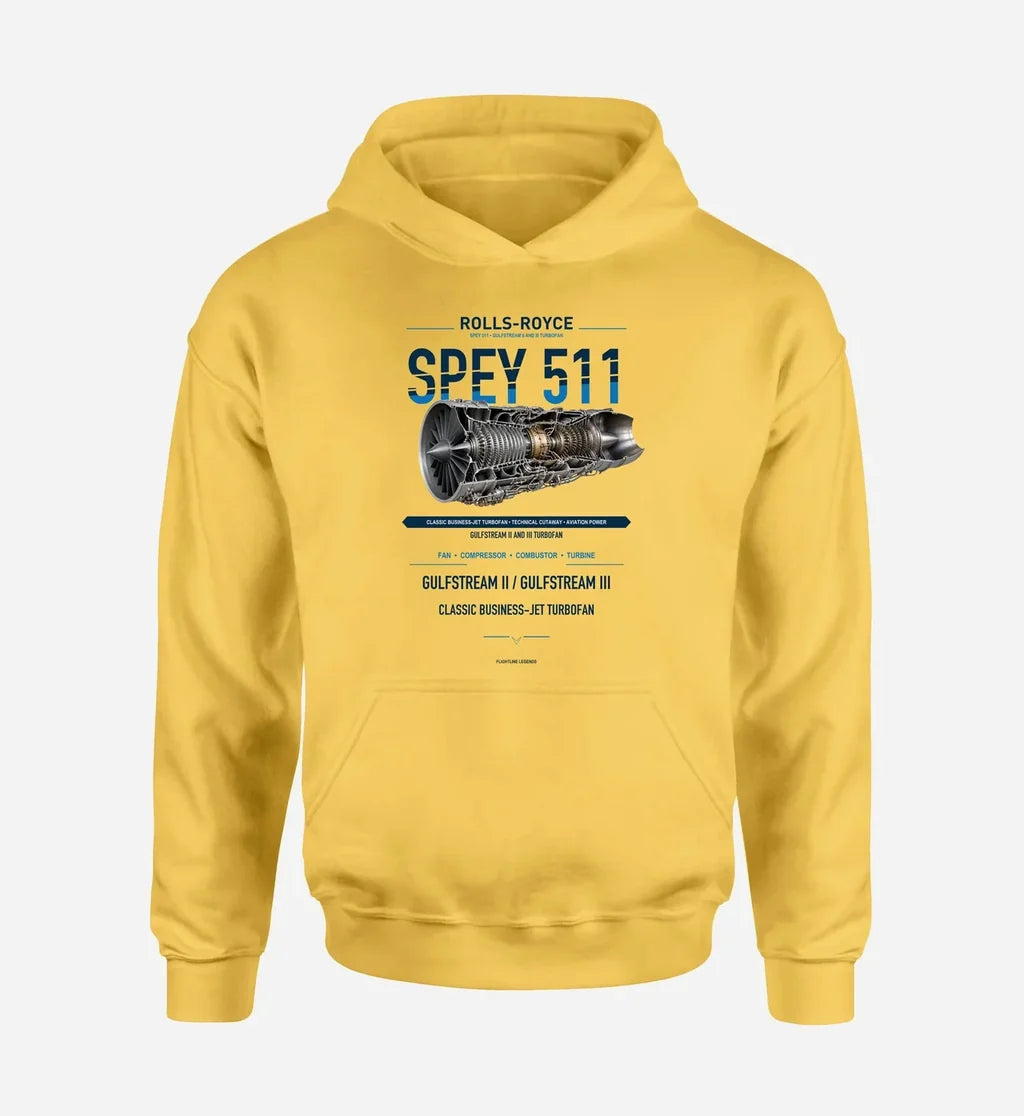 SPEY 511 design on yellow hoodie single side