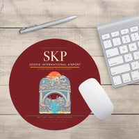 Thumbnail for Skopje International Airport SKP Mouse-Pad Round - Dark Red