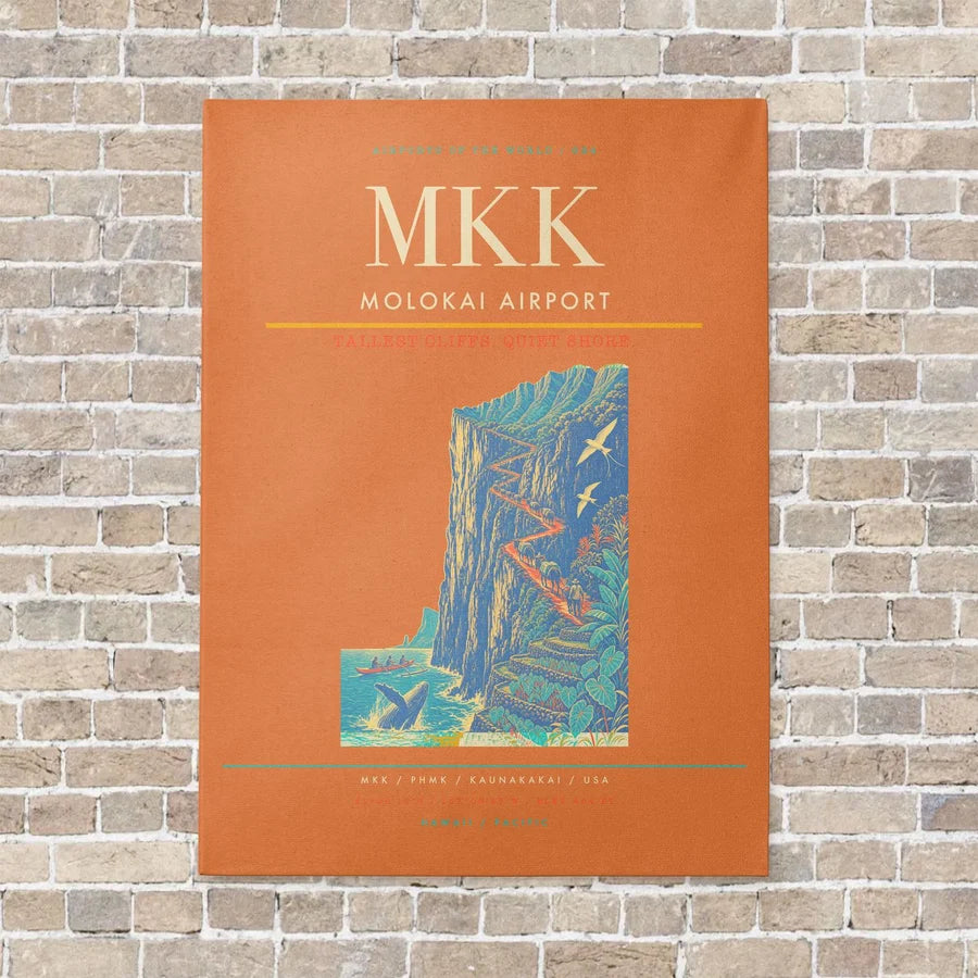 Molokai Airport MKK vertical canvas print - no frame - orange background