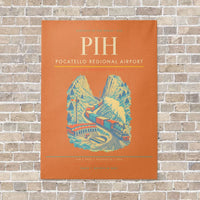 Thumbnail for Pocatello Regional Airport PIH vertical canvas print - no frame - orange background