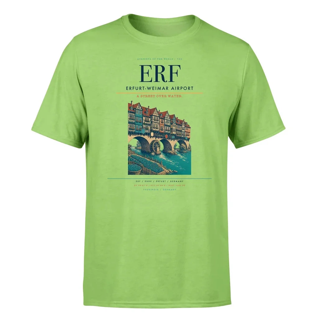 Erfurt-Weimar Airport (ERF) T-Shirt single-side front print in Light Green | erfurt-weimar-airport-erf-double-side-t-shirt