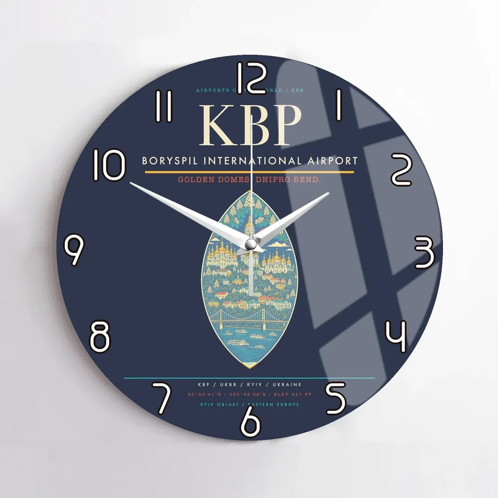 Boryspil International Airport KBP Wall-Clock No-Frame - Navy Blue