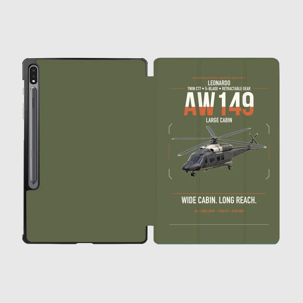 Leonardo AW149 design on green army samsung tablet tablet case