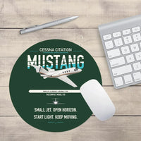 Thumbnail for Cessna Citation Mustang design on dark green round mouse pad