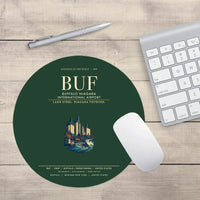 Thumbnail for Buffalo Niagara International Airport (BUF) design on dark green round mouse pad