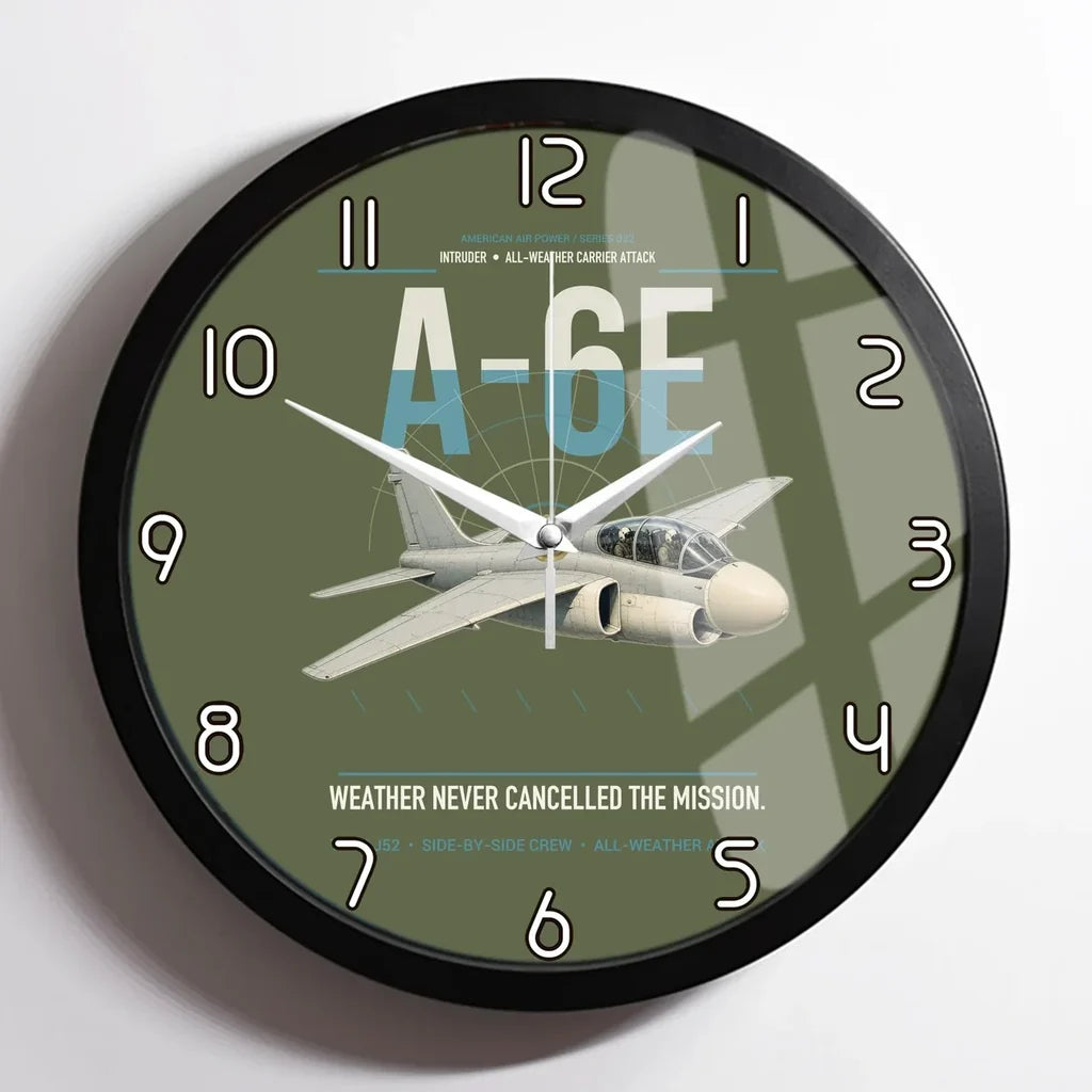 A-6E Intruder design on green army framed wall clock