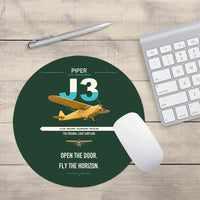 Thumbnail for Piper J-3 Cub design on dark green round mouse pad