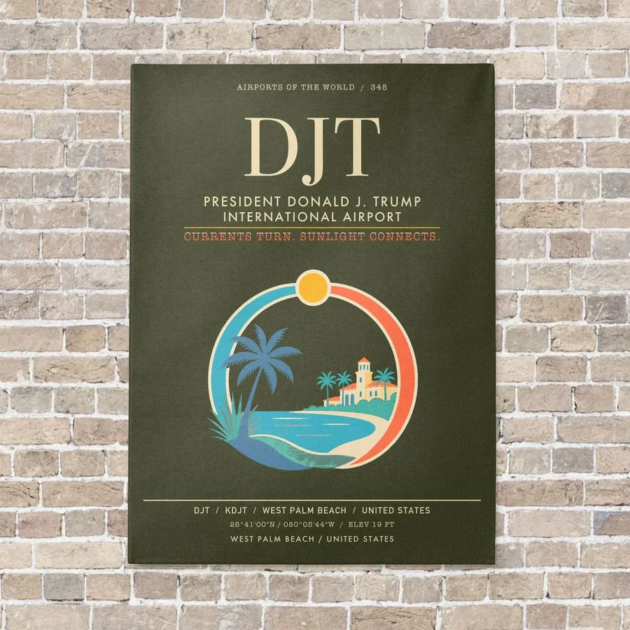 President Donald J. Trump International Airport DJT - Canvas Framed - Green Army