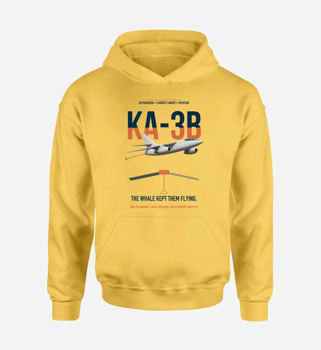 KA-3B Skywarrior design on yellow double-side hoodie, single-side print