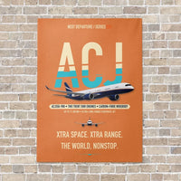 Thumbnail for Airbus ACJ350 / exact ACJ350-900 vertical canvas print - no frame - orange background