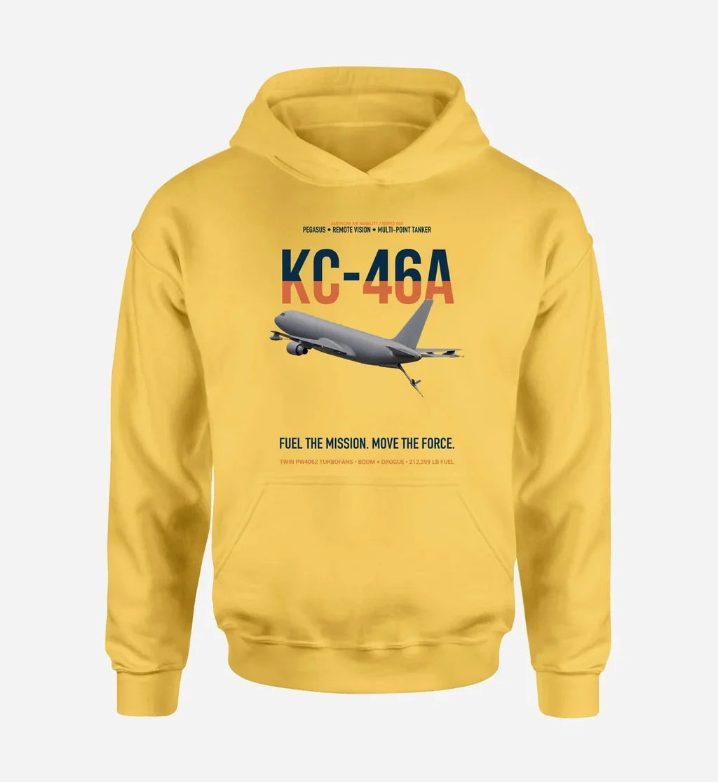 KC-46A PEGASUS design on yellow double-side hoodie, single-side print