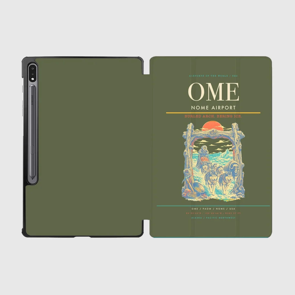 Nome Airport (OME) design on green army samsung tablet tablet case